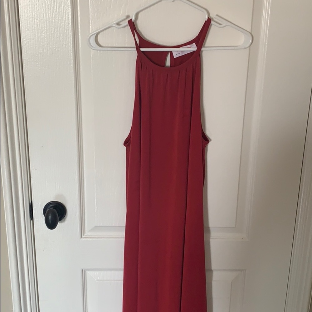 Red flowy soft midi dress